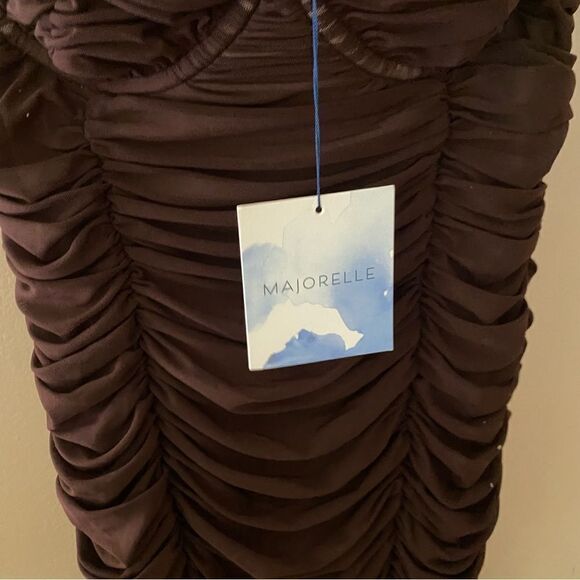Majorelle Tabitha Brown Ruched Shirred midi dress revolve Sz S NWT - Picture 10 of 12